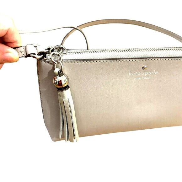 Kate Spade New York Crossbody Bag Ivy Street Amy Smooth Gray Leather - Picture 5 of 12